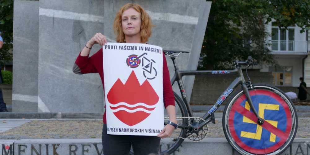 Das Fahrrad als Symbol der Proteste gegen die Janša-Regierung